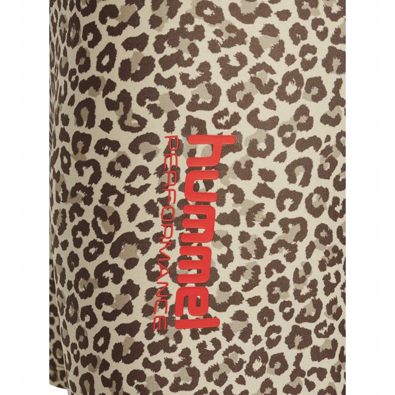 Hummel Fast Mid Waist Tight Shorts Dam Leopard | 926689-201