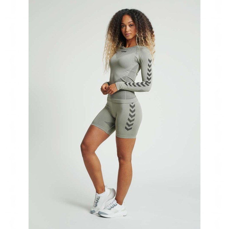 Hummel First Seamless Tr Sht Tigh W Hoodie Dam Grå | 514451-865