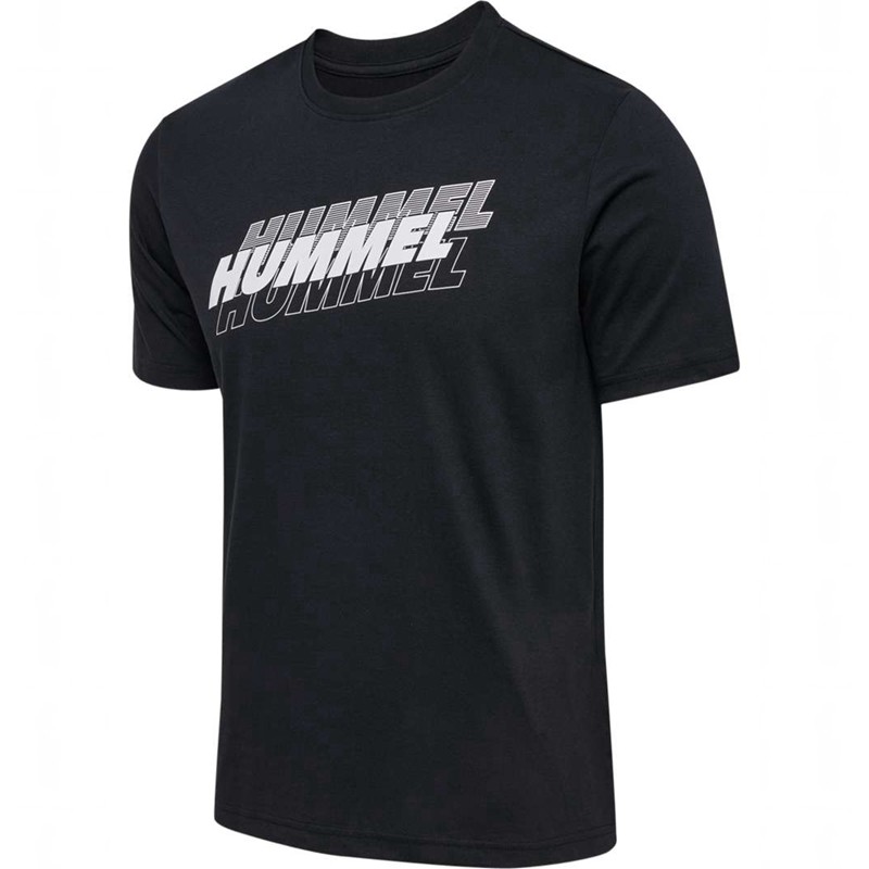 Hummel Graphic Triple Logo Cotton T-shirt Herr Svarta | 135989-960