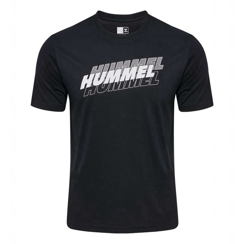 Hummel Graphic Triple Logo Cotton T-shirt Herr Svarta | 135989-960