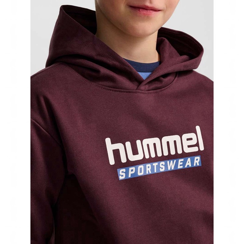Hummel Jr Logo Hoodie Barn Vinröda | 759227-359