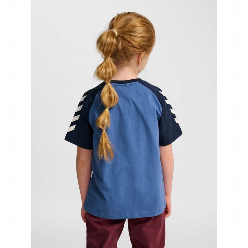 Hummel Jr Logo S/S T-shirt Barn Blå | 389133-191