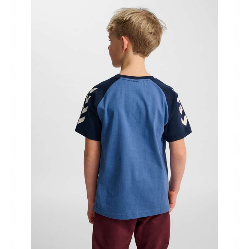 Hummel Jr Logo S/S T-shirt Barn Blå | 389133-191