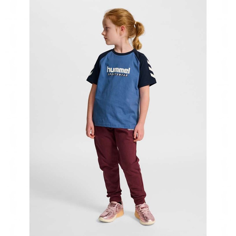 Hummel Jr Logo S/S T-shirt Barn Blå | 389133-191