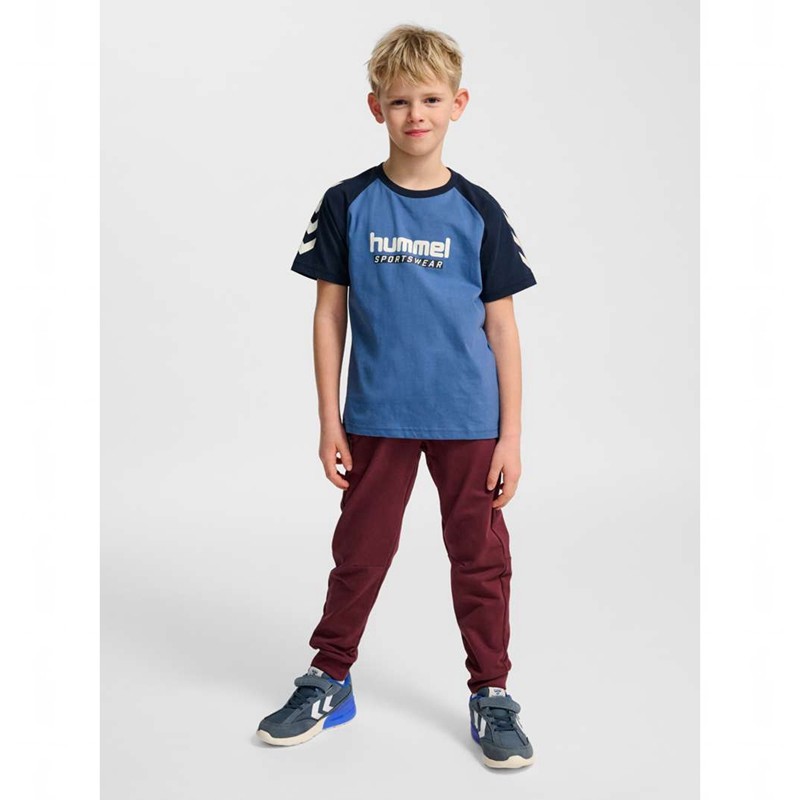 Hummel Jr Logo S/S T-shirt Barn Blå | 389133-191