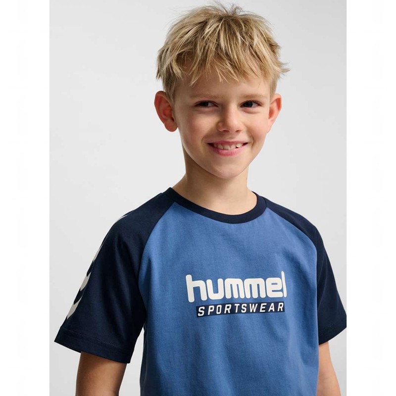 Hummel Jr Logo S/S T-shirt Barn Blå | 389133-191