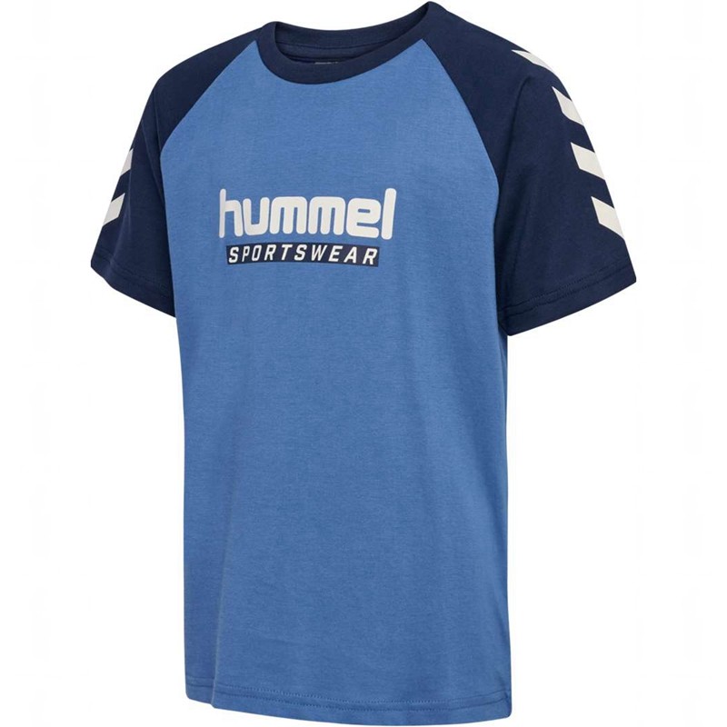 Hummel Jr Logo S/S T-shirt Barn Blå | 389133-191