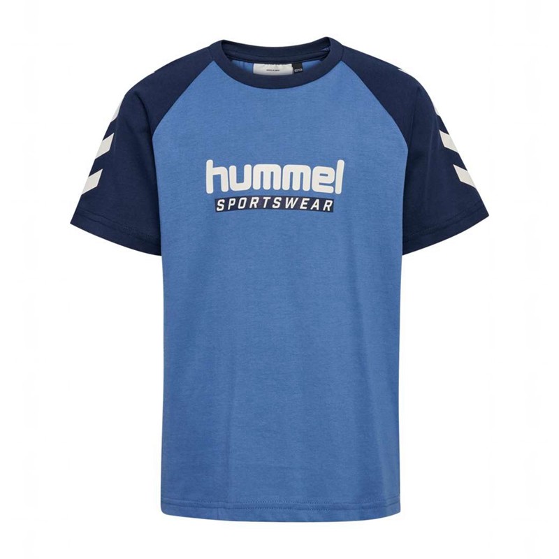 Hummel Jr Logo S/S T-shirt Barn Blå | 389133-191