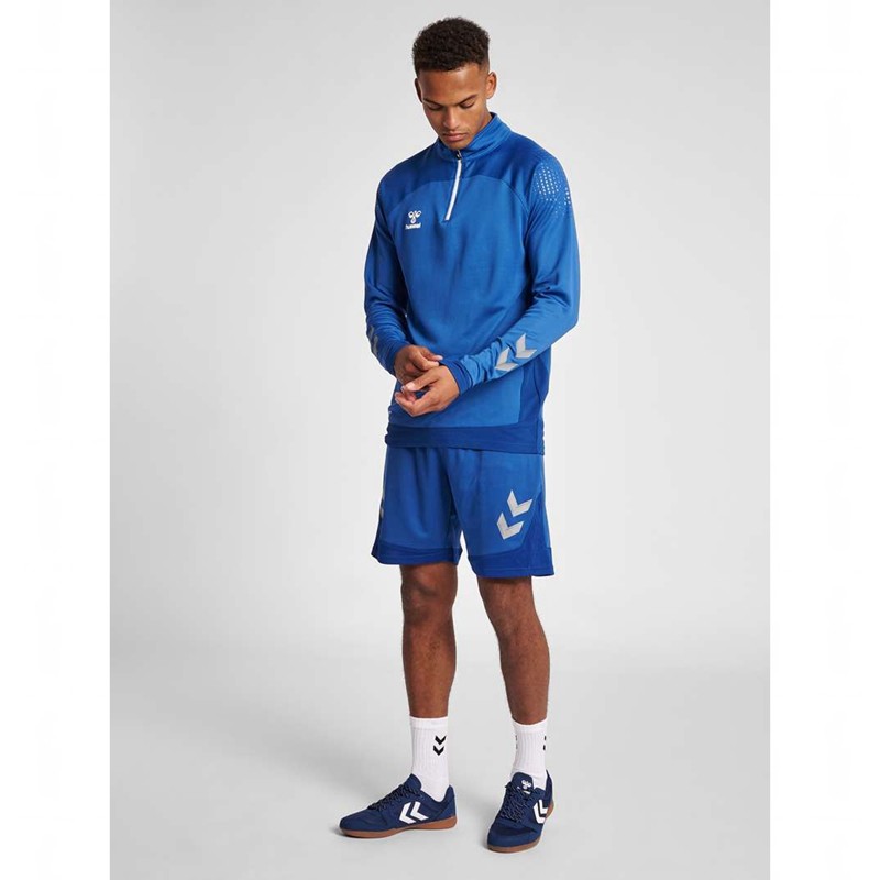 Hummel Lead Half Zip Hoodie Herr Blå | 531298-180