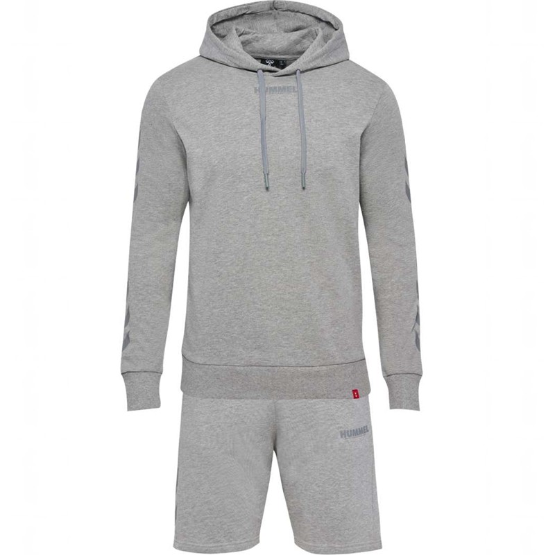 Hummel Legacy Hoodie + Shorts Set Herr Grå | 452442-878