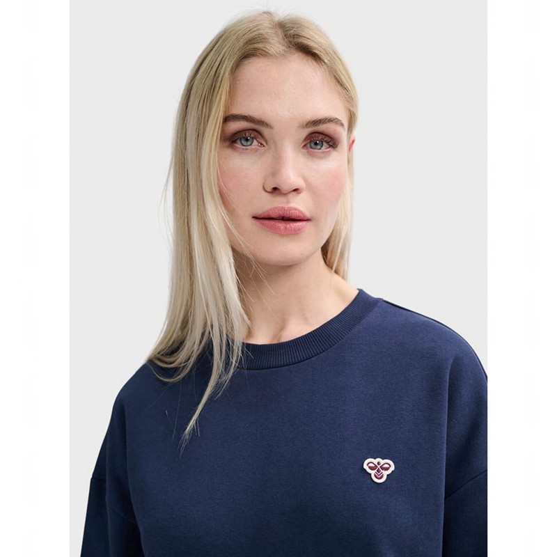 Hummel Loose Crewneck Bee Tröjor Dam Marinblå | 833452-813
