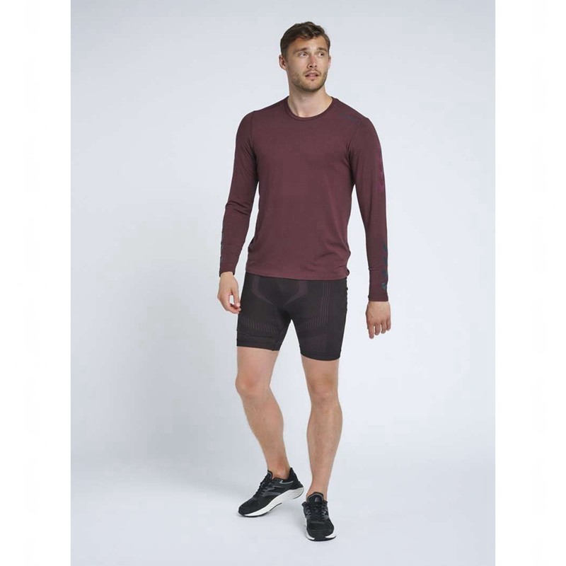 Hummel Mace Ls T-shirt Herr Vinröda | 031609-425