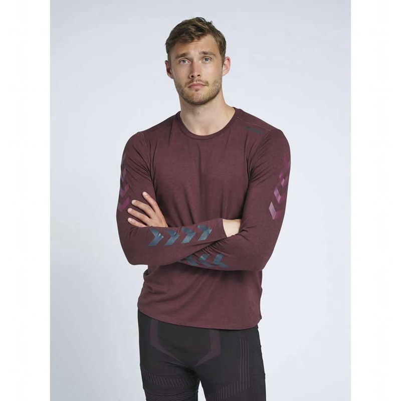 Hummel Mace Ls T-shirt Herr Vinröda | 031609-425