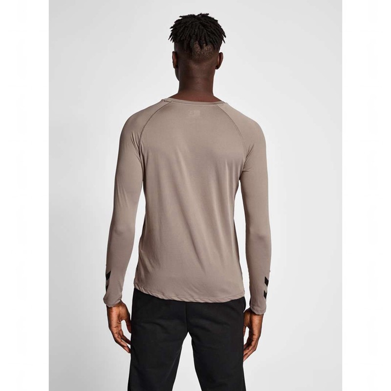 Hummel Mt Bow L/S T-shirt Herr Beige | 358227-688