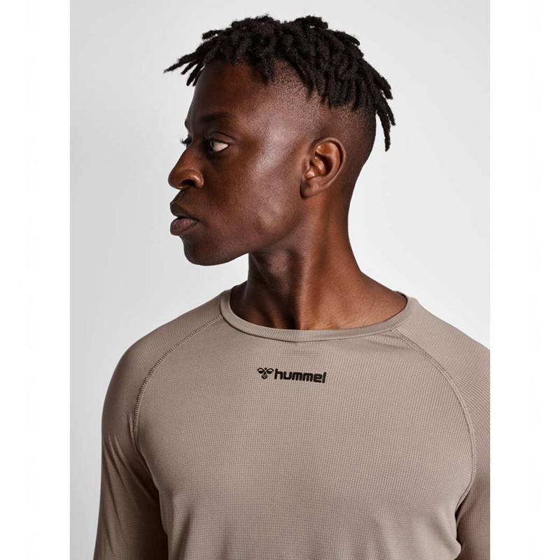 Hummel Mt Bow L/S T-shirt Herr Beige | 358227-688