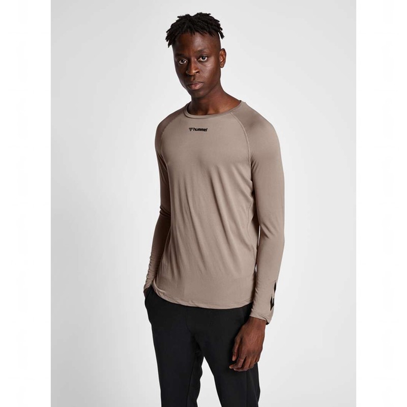 Hummel Mt Bow L/S T-shirt Herr Beige | 358227-688