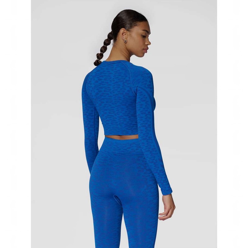 Hummel Mt Leo Seamless Crop L/S T-shirt Dam Blå | 063509-304