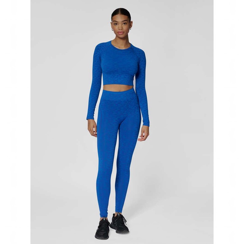 Hummel Mt Leo Seamless Crop L/S T-shirt Dam Blå | 063509-304