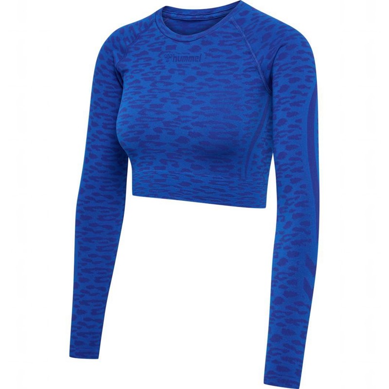Hummel Mt Leo Seamless Crop L/S T-shirt Dam Blå | 063509-304