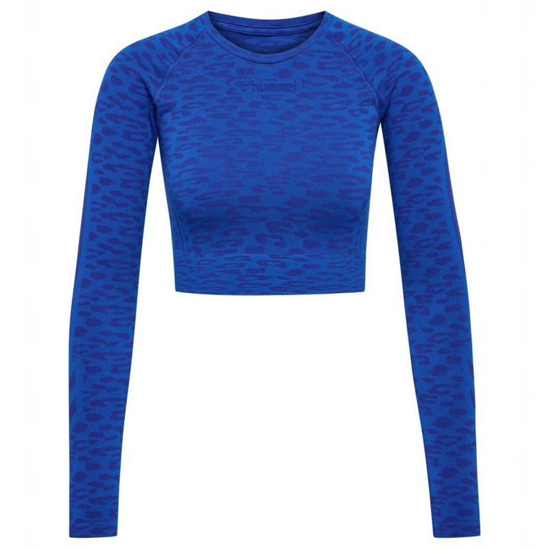 Hummel Mt Leo Seamless Crop L/S T-shirt Dam Blå | 063509-304