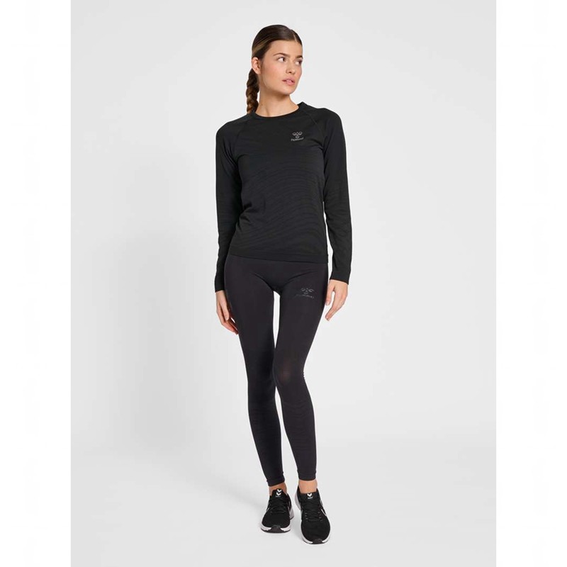 Hummel Ongrid Seamless L/S Wo T-shirt Dam Svarta | 017875-608