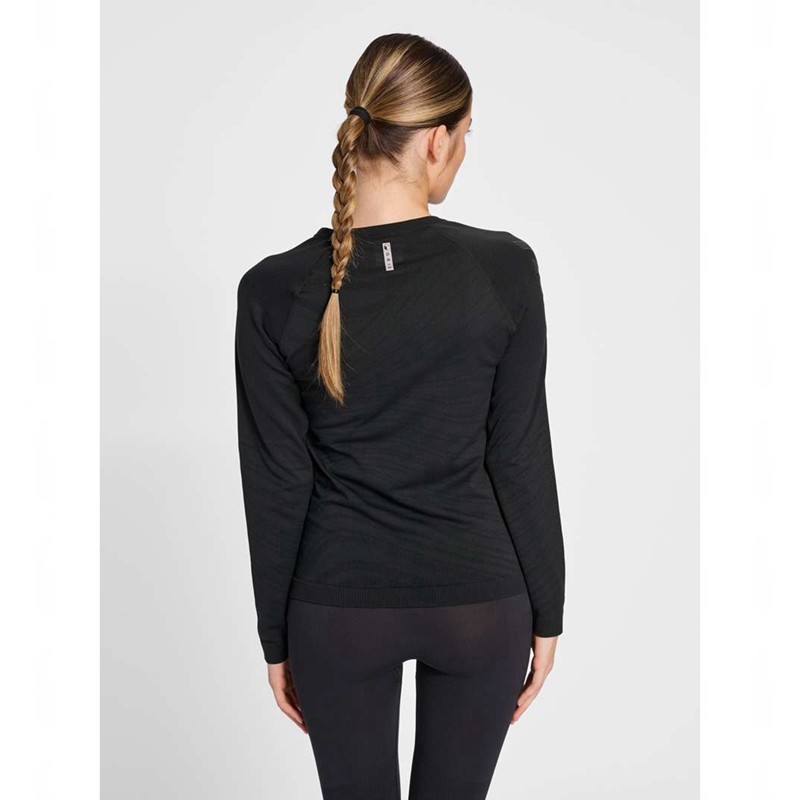 Hummel Ongrid Seamless L/S Wo T-shirt Dam Svarta | 017875-608