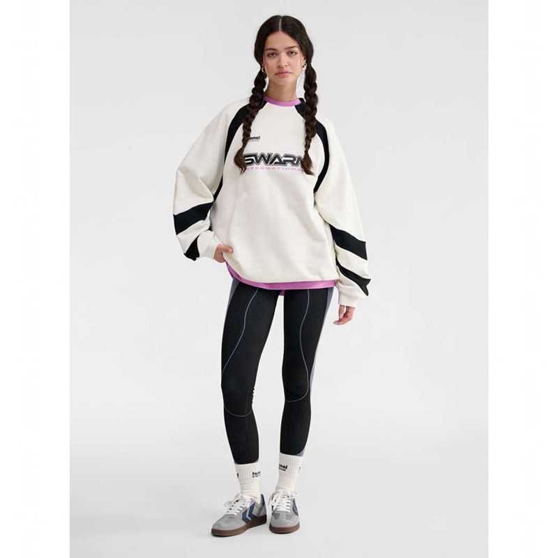 Hummel Oversized Crew Sportswear Swarm Tröjor Dam Vita | 481686-929