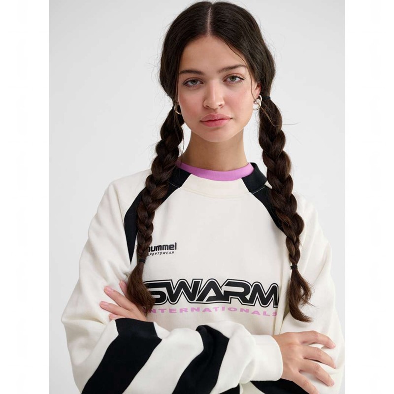 Hummel Oversized Crew Sportswear Swarm Tröjor Dam Vita | 481686-929