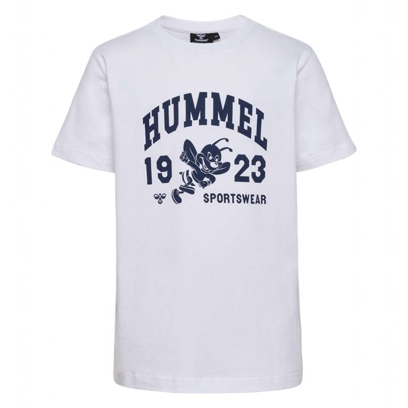 Hummel Print S/S T-shirt Barn Vita | 086442-557