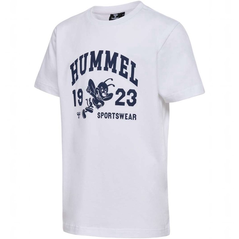 Hummel Print S/S T-shirt Barn Vita | 086442-557