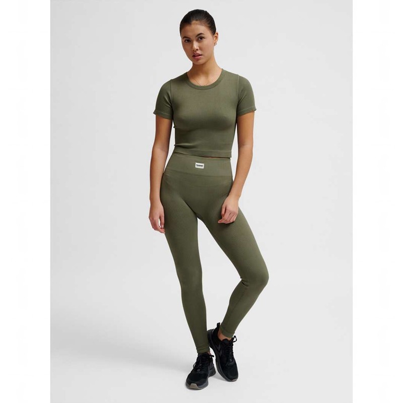 Hummel Pulse Seamless Rib Mw Strumpbyxor Dam Olivgröna | 291302-081