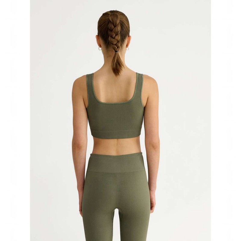 Hummel Pulse Seamless Rib T-shirt Dam Olivgröna | 826708-049