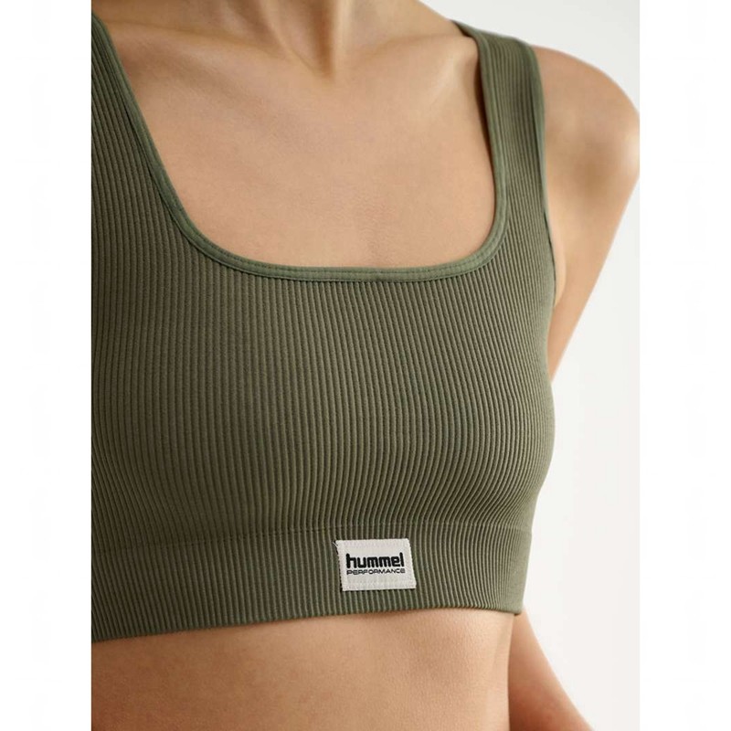 Hummel Pulse Seamless Rib T-shirt Dam Olivgröna | 826708-049