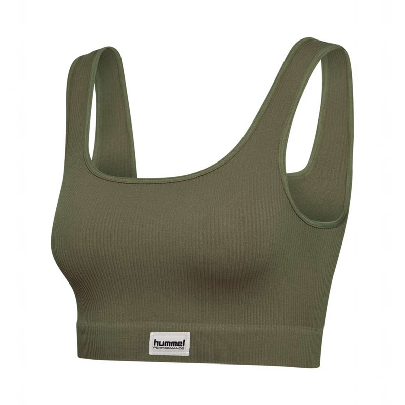 Hummel Pulse Seamless Rib T-shirt Dam Olivgröna | 826708-049
