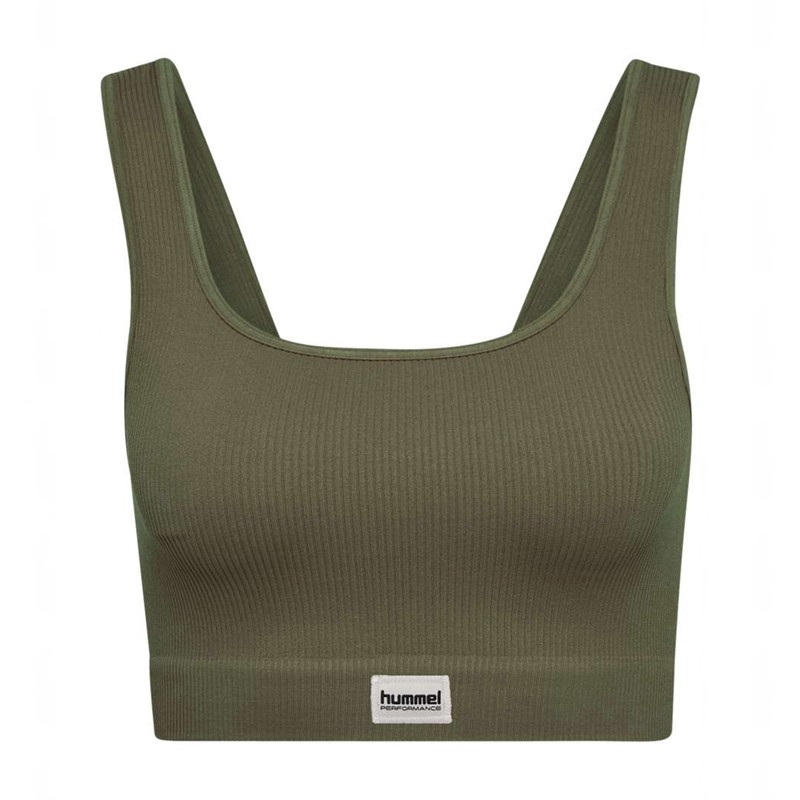 Hummel Pulse Seamless Rib T-shirt Dam Olivgröna | 826708-049