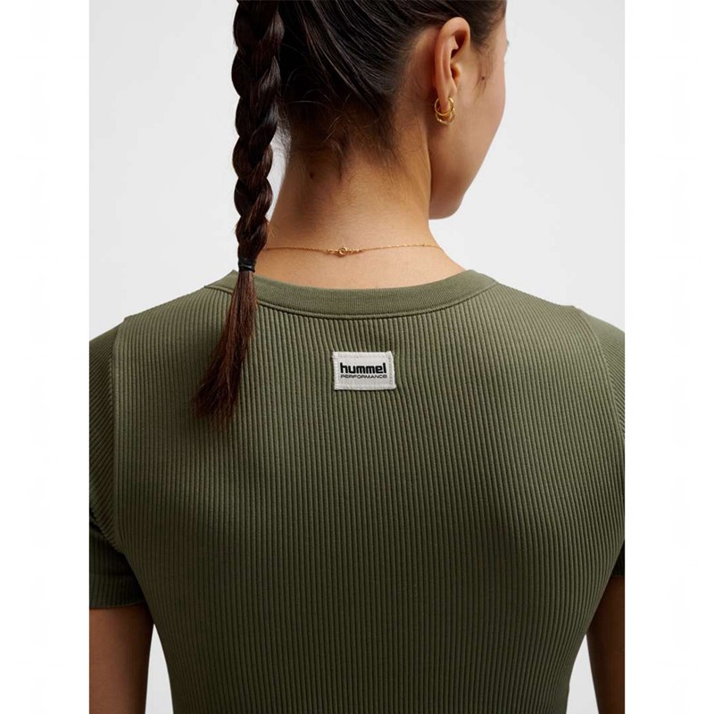 Hummel Pulse Seamless Rib W S/S T-shirt Dam Olivgröna | 570905-440