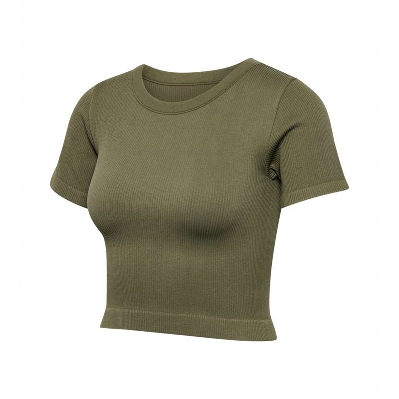 Hummel Pulse Seamless Rib W S/S T-shirt Dam Olivgröna | 570905-440