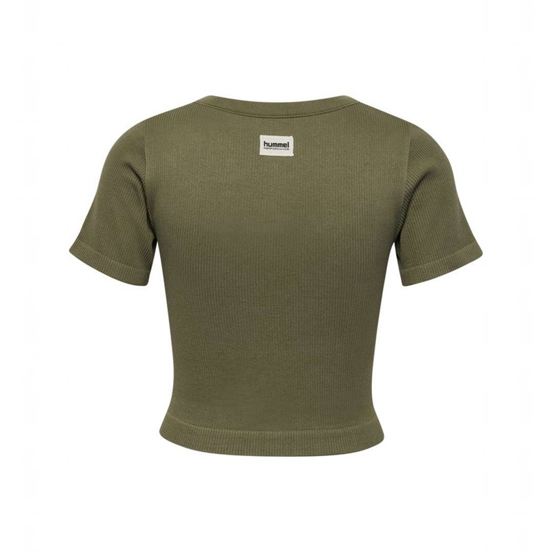 Hummel Pulse Seamless Rib W S/S T-shirt Dam Olivgröna | 570905-440