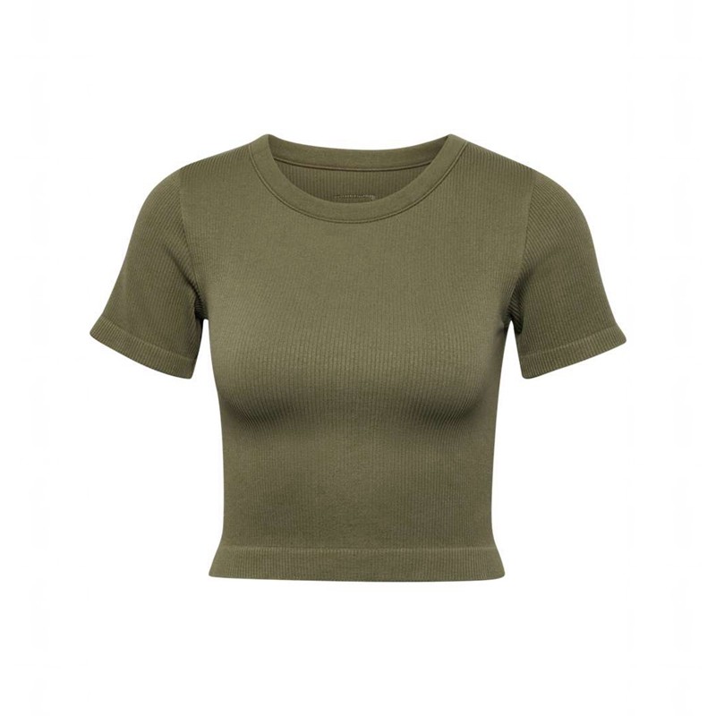Hummel Pulse Seamless Rib W S/S T-shirt Dam Olivgröna | 570905-440