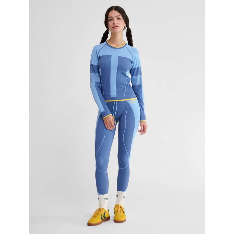 Hummel Seamless Tee Ls T-shirt Dam Blå | 912385-998