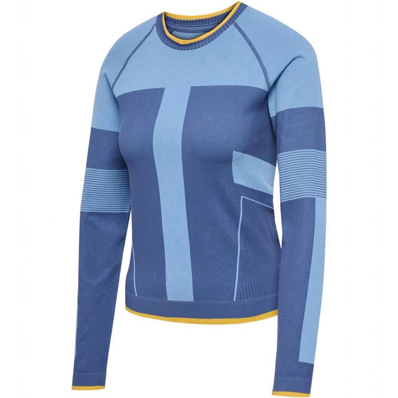 Hummel Seamless Tee Ls T-shirt Dam Blå | 912385-998