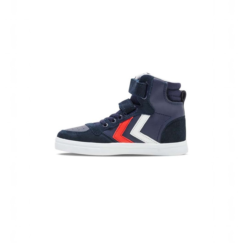 Hummel Slimmer Stadil Leather High Jr Sneakers Barn Marinblå | 290795-929