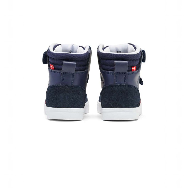 Hummel Slimmer Stadil Leather High Jr Sneakers Barn Marinblå | 290795-929