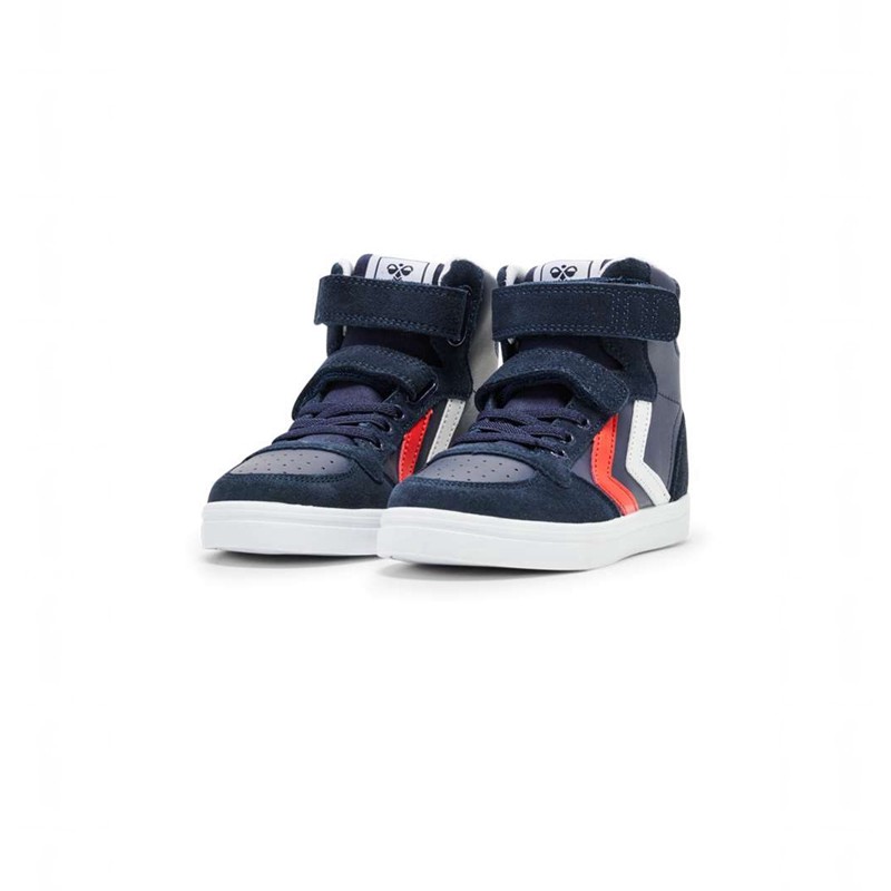Hummel Slimmer Stadil Leather High Jr Sneakers Barn Marinblå | 290795-929